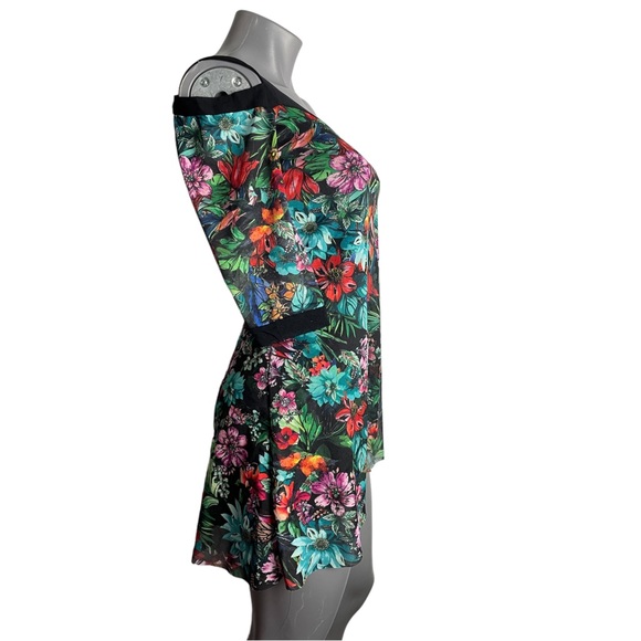 ELENA KATTAN Floral Cold Shoulder mesh Print Tunic Size S - Picture 2 of 8